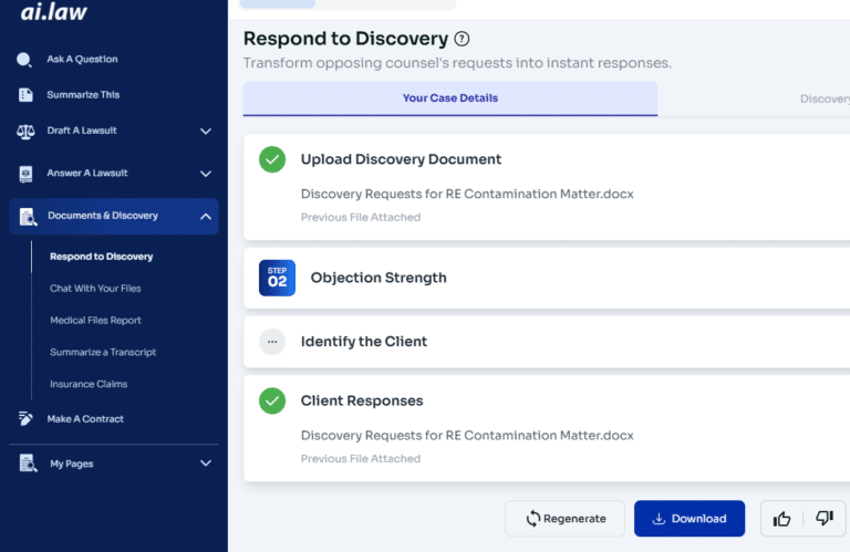 discovery draft using ai.law