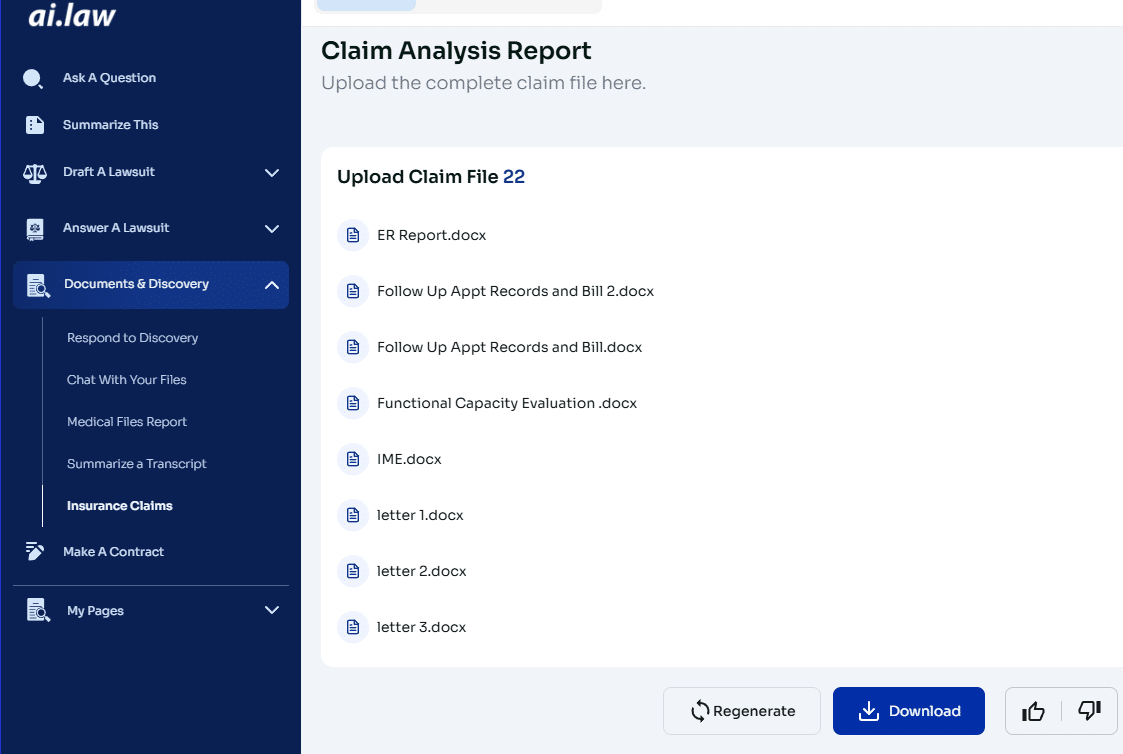 insurance claims reports with ai.law